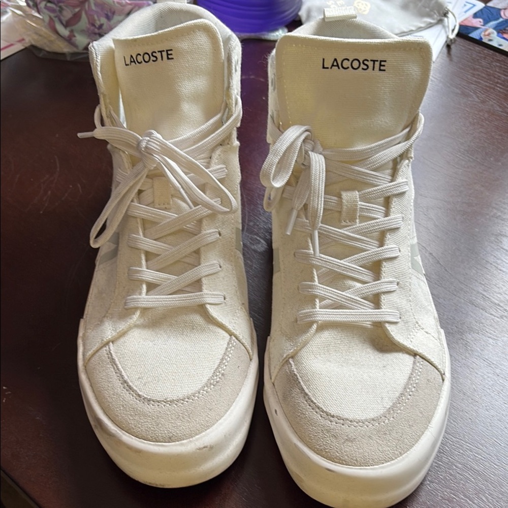 Lacoste Off-White Canvas High-Tops! NWOT!